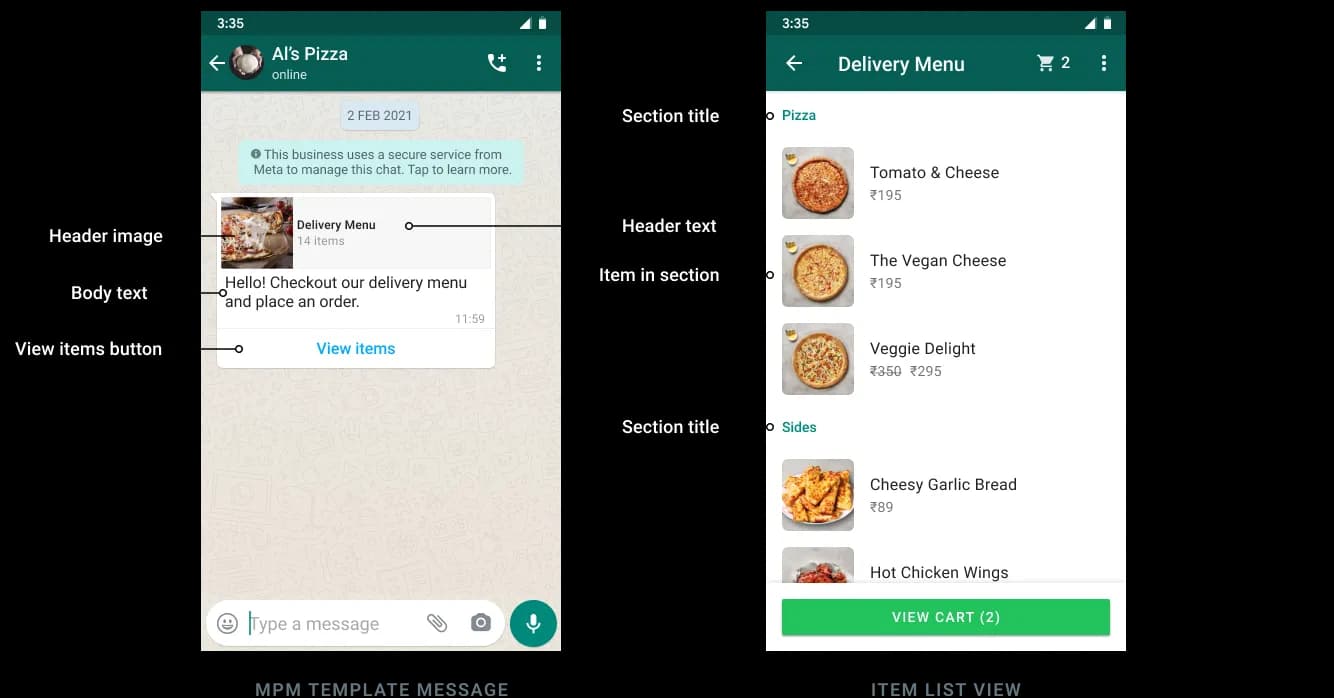 WhatsApp product template example